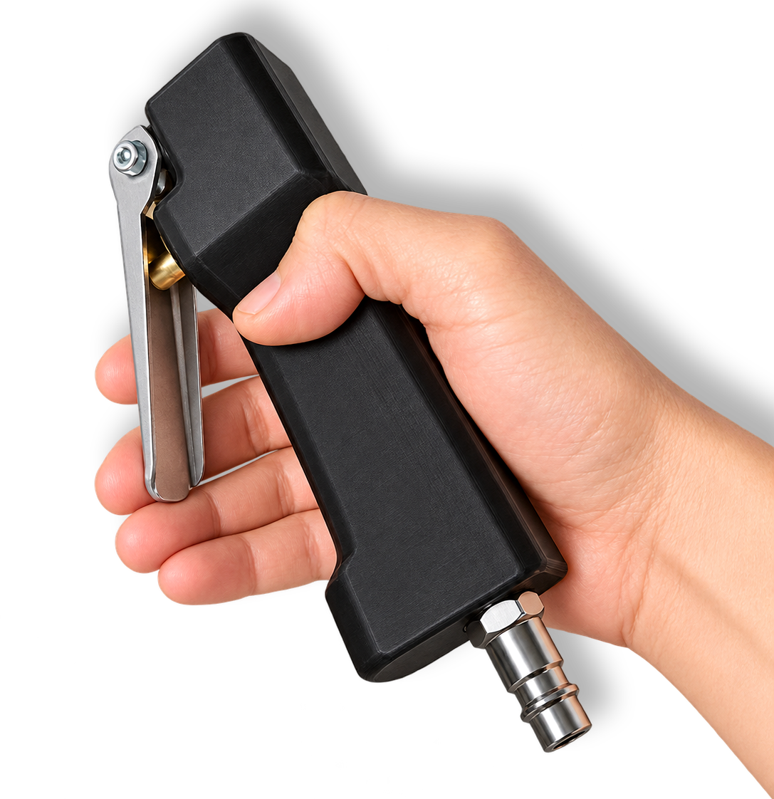 Pistol pneumatic cu valvă și debit mărit pentru dispozitive de tencuit TENKA